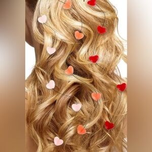 Hearts Hair Extensions ClipIns Red Pink Peach Valentines Y2K Festival Coquette